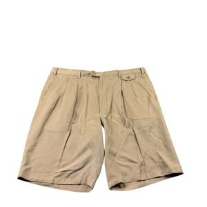 Brioni Bermuda Brown Pleated Cupro Mens Short Size 38 Mint